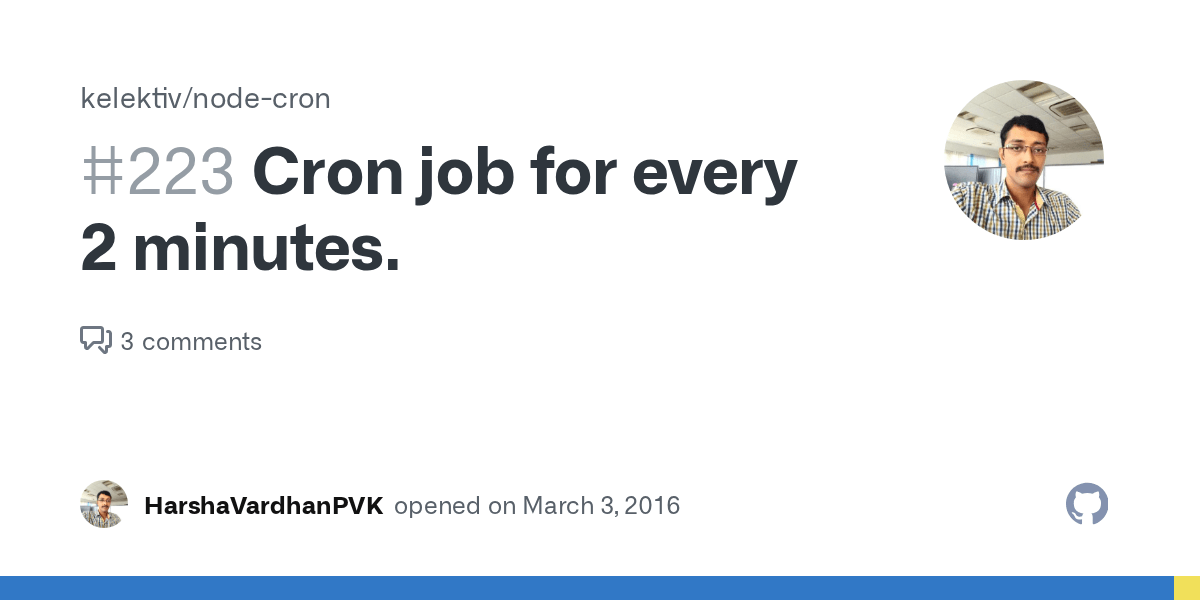 Cron job for every 2 minutes. · Issue 223 · kelektiv/nodecron · GitHub