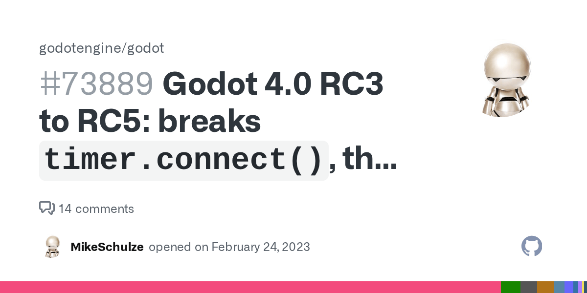 Godot 4.0 RC3 to RC5 breaks `timer.connect()`, the program is stopped