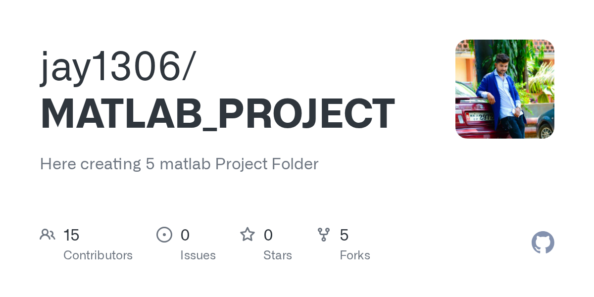 GitHub jay1306/MATLAB_PROJECT Here creating 5 matlab Project Folder