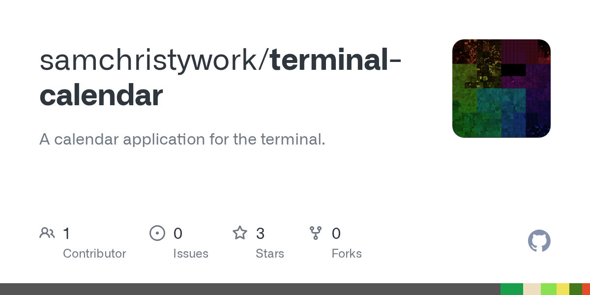 GitHub samchristywork/terminalcalendar A calendar application for