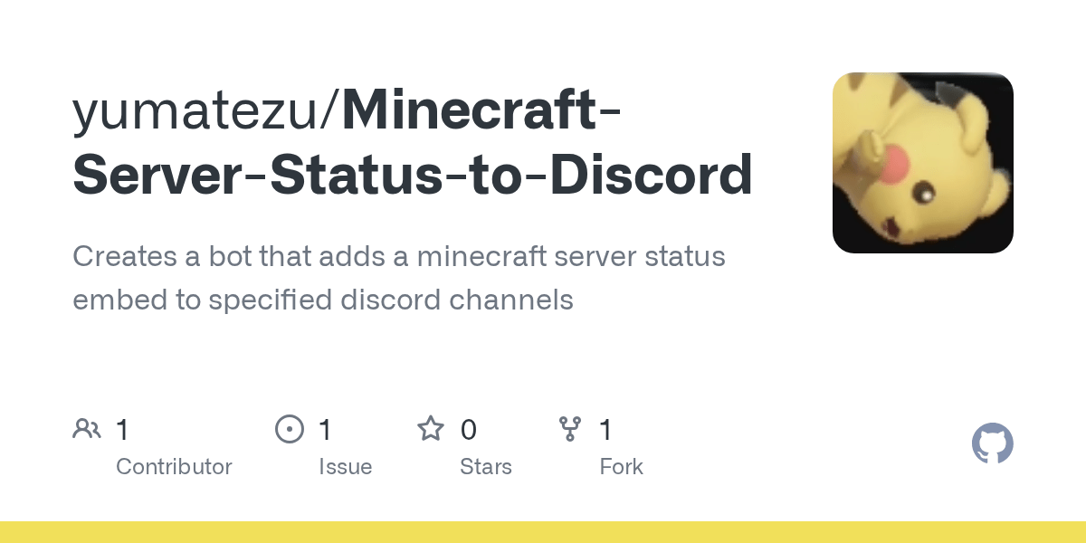 GitHub yumatezu/MinecraftServerStatustoDiscord Creates a bot