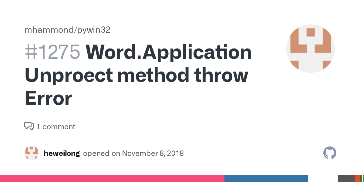 Word.Application Unproect method throw Error · Issue 1275 · mhammond/pywin32 · GitHub