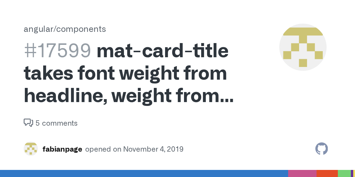 matcardtitle takes font weight from headline, weight from title and