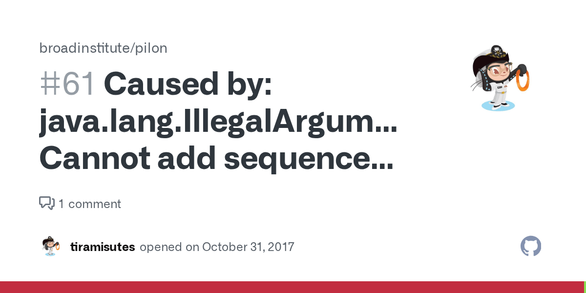 Caused by java.lang.IllegalArgumentException Cannot add sequence that