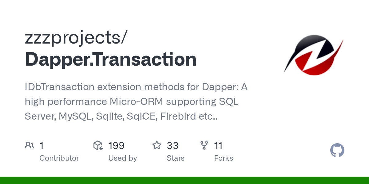 GitHub zzzprojects/Dapper.Transaction IDbTransaction extension
