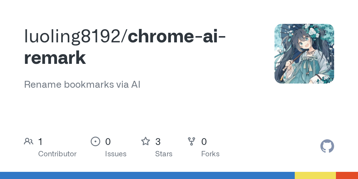 GitHub luoling8192/chromeairemark Rename bookmarks via AI
