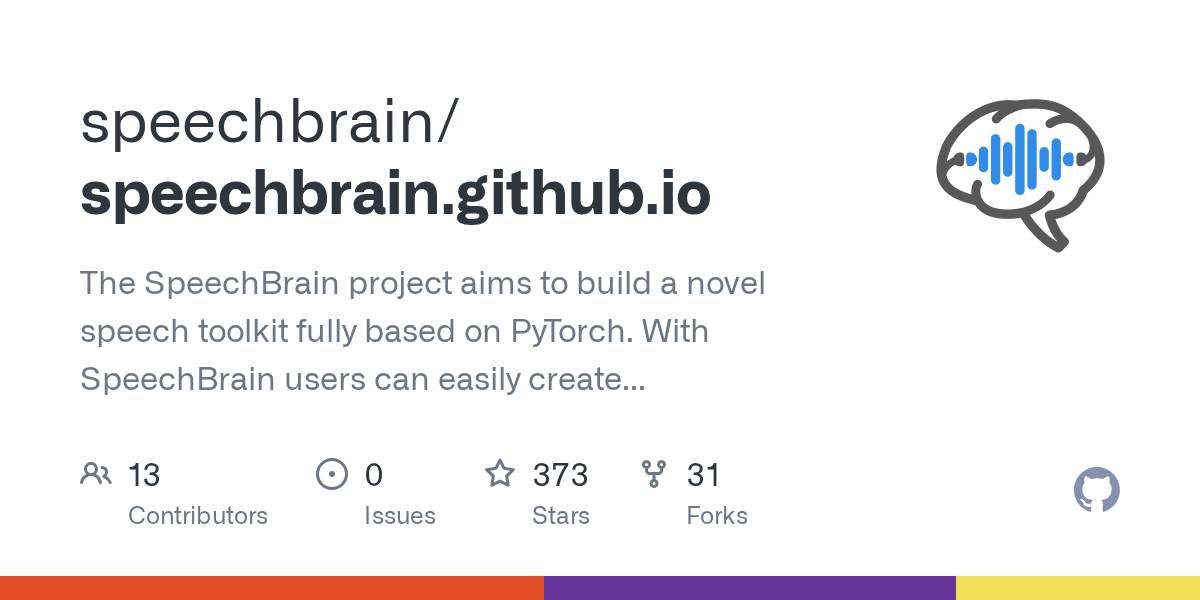 GitHub speechbrain/speechbrain.github.io The SpeechBrain project