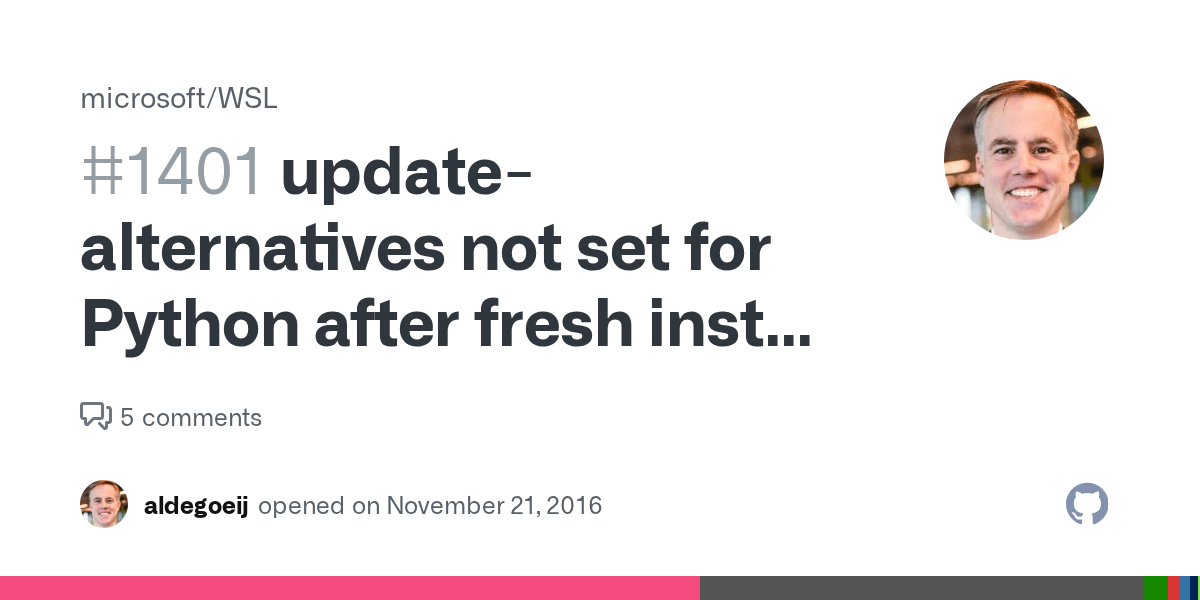 updatealternatives not set for Python after fresh install on 14965