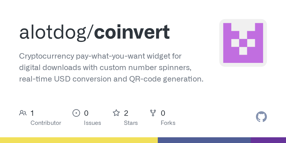 Github - Alotdog/Coinvert: Cryptocurrency Pay-What-You-Want Widget For  Digital Downloads With Custom Number Spinners, Real-Time Usd Conversion And  Qr-Code Generation.