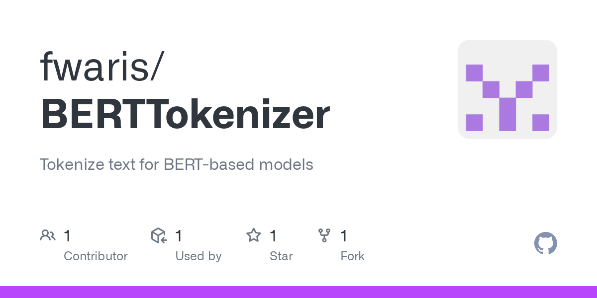 GitHub fwaris/BERTTokenizer Tokenize text for BERTbased models