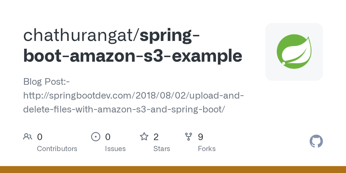 GitHub chathurangat/springbootamazons3example Blog Post http