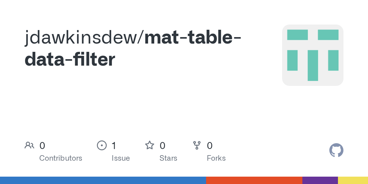 GitHub Excellentcoding/mattabledatafilter