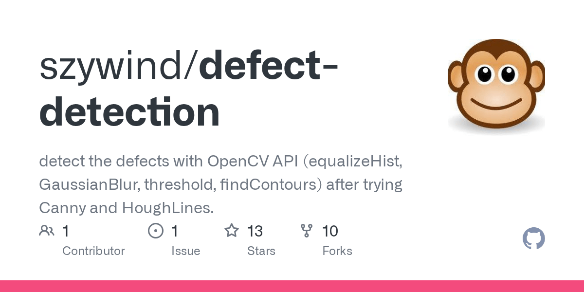 GitHub szywind/defectdetection detect the defects with OpenCV API (equalizeHist