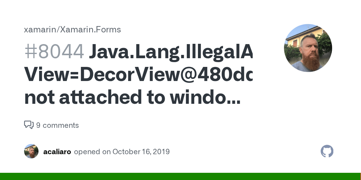 Java.Lang.IllegalArgumentException View=DecorView480ddcc[] not