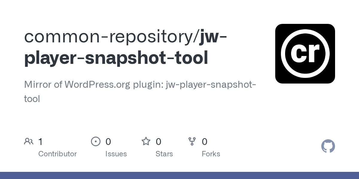 GitHub commonrepository/jwplayersnapshottool Mirror of WordPress