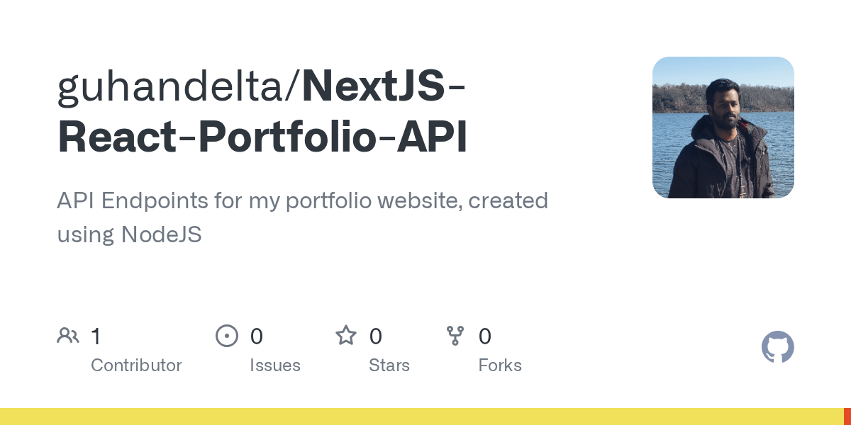 GitHub guhandelta/NextJSReactPortfolioAPI API Endpoints for my