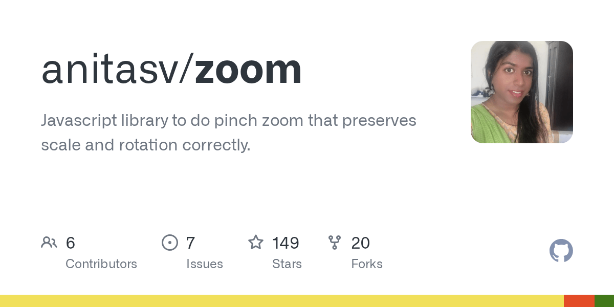 GitHub anitasv/zoom Javascript library to do pinch zoom that preserves scale and rotation