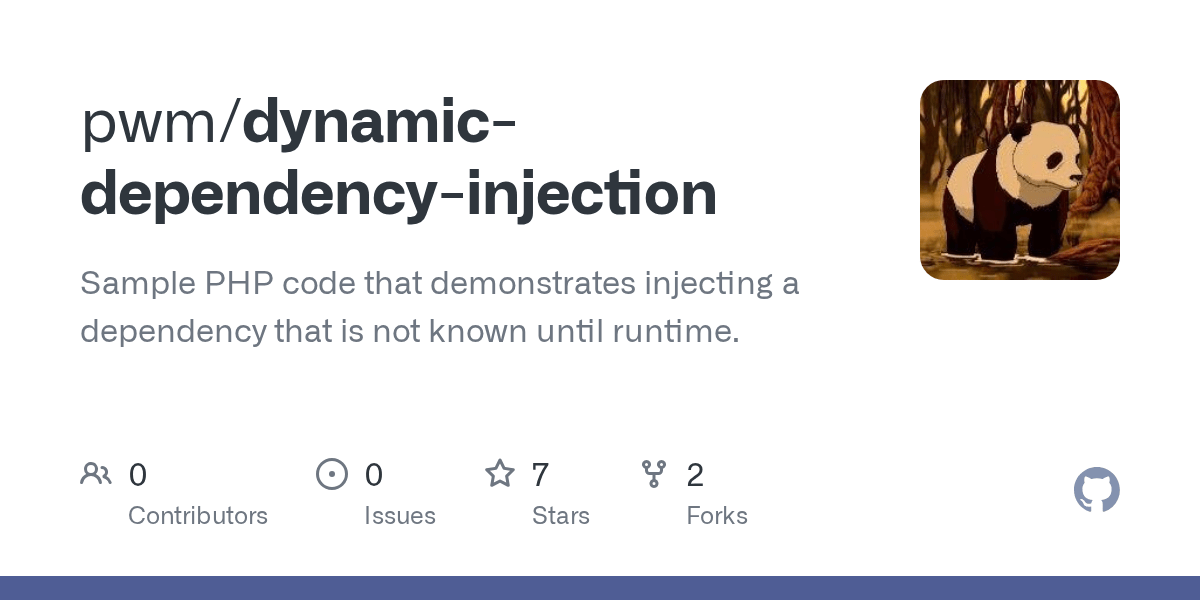GitHub pwm/dynamicdependencyinjection Sample PHP code that