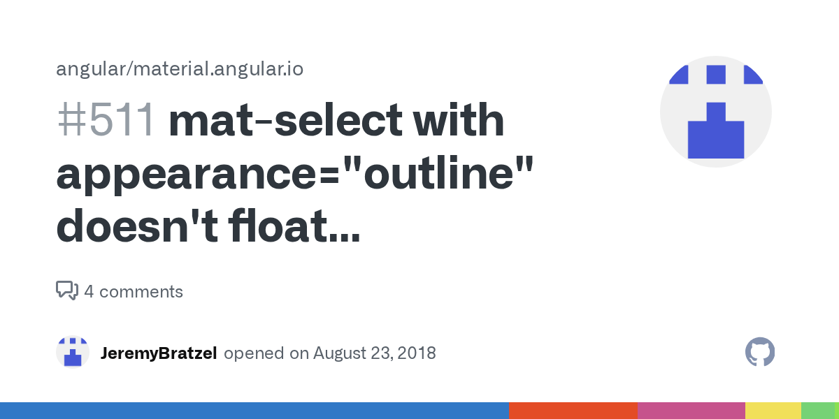 matselect with appearance="outline" doesn't float placeholder · Issue