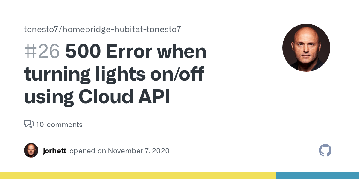500 Error when turning lights on/off using Cloud API · Issue 26