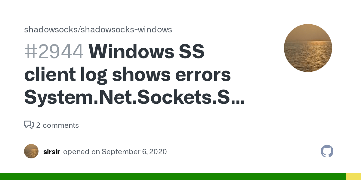 Windows SS client log shows errors