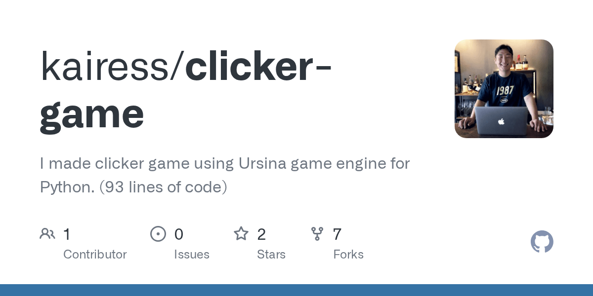 GitHub kairess/clickergame I made clicker game using Ursina game