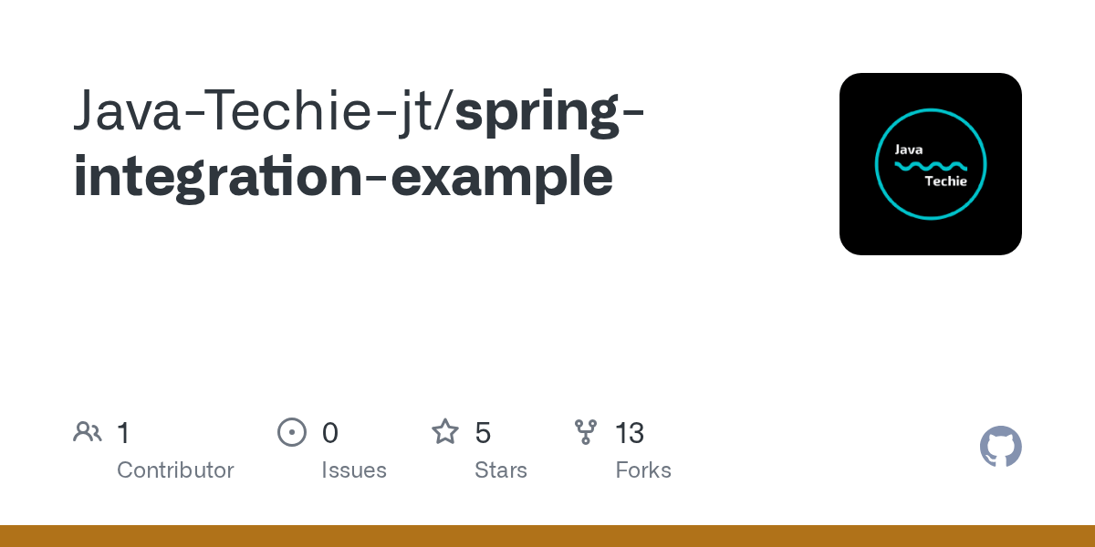 GitHub JavaTechiejt/springintegrationexample
