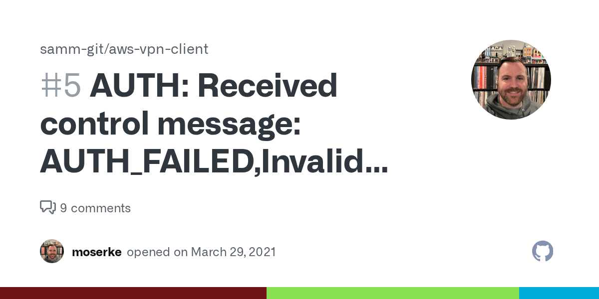 AUTH Received control message AUTH_FAILED,Invalid username or