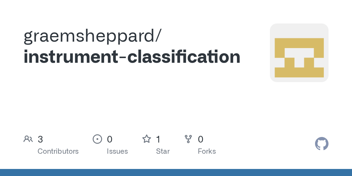 GitHub graemsheppard/instrumentclassification