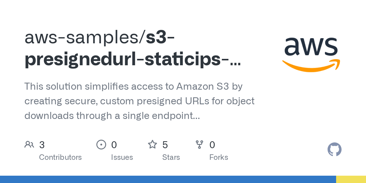 Releases · awssamples/s3presignedurlstaticipsendpointwithcdk · GitHub