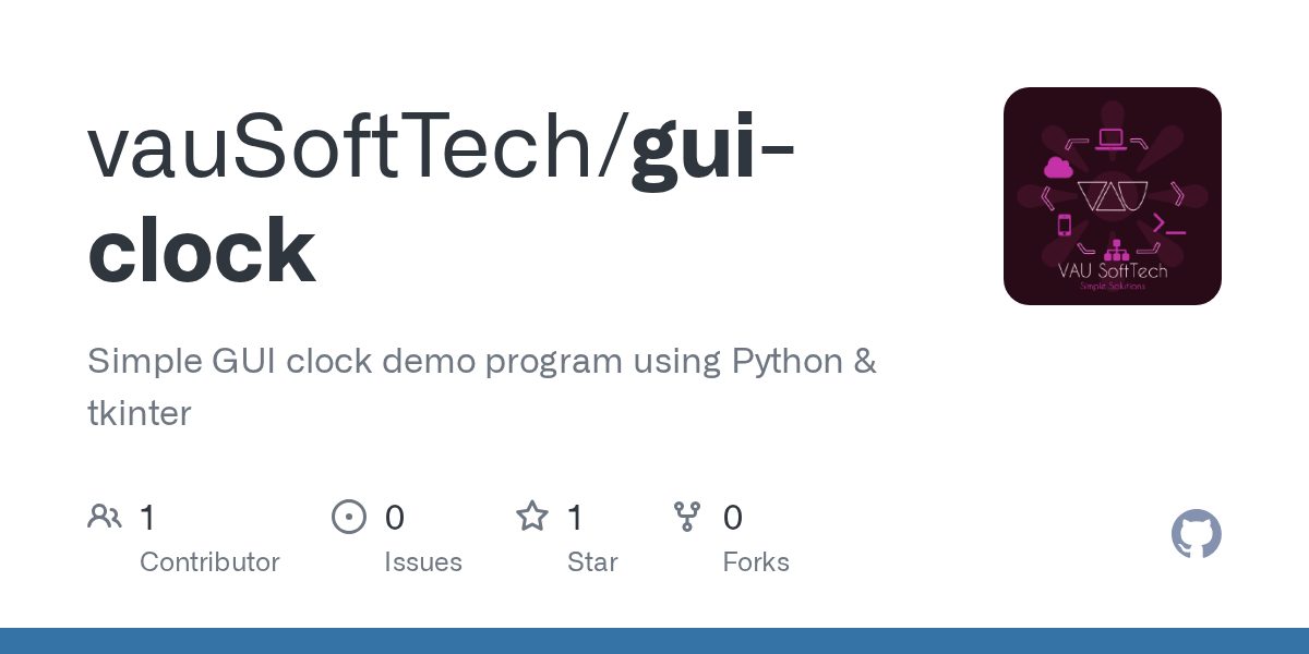 GitHub vauSoftTech/guiclock Simple GUI clock demo program using