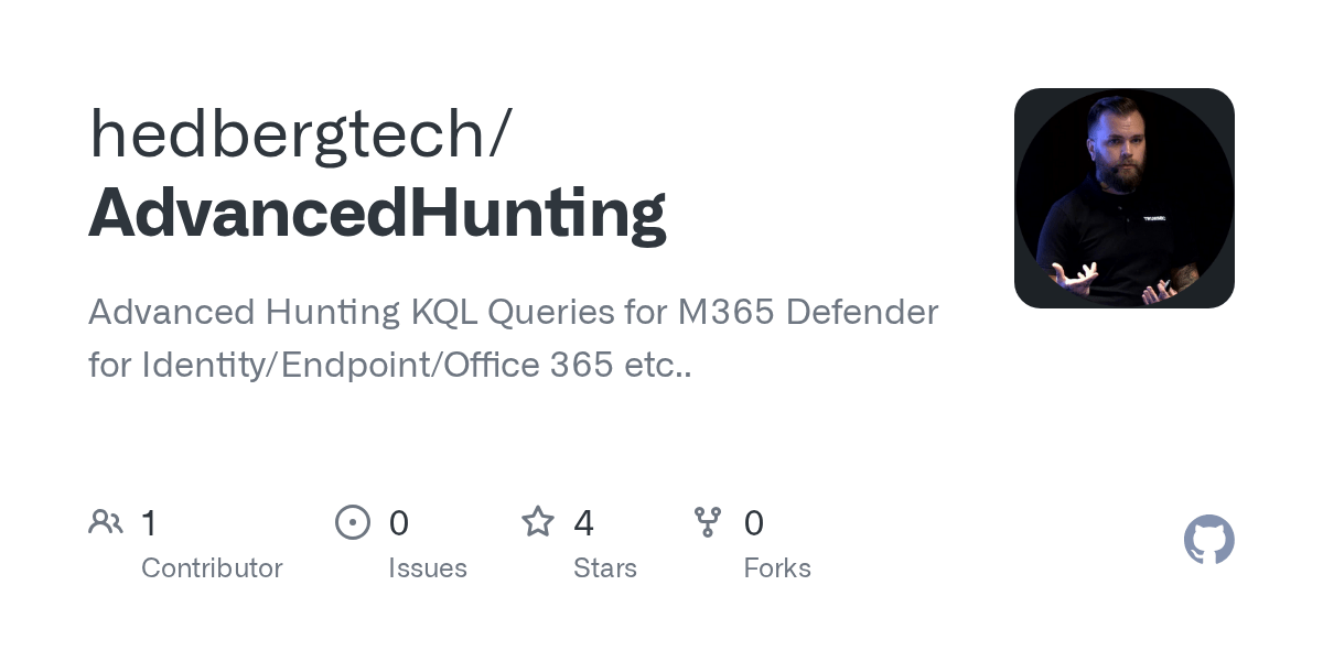 GitHub hedbergtech/AdvancedHunting Advanced Hunting KQL Queries for