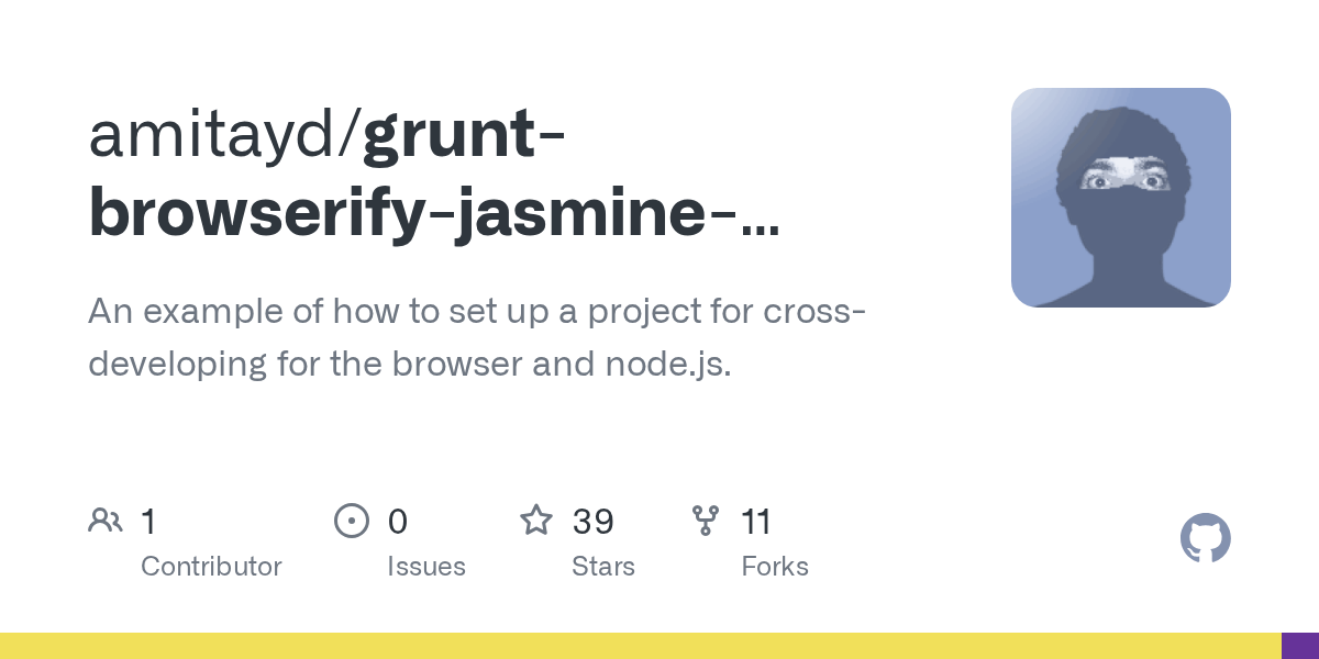 GitHub amitayd/gruntbrowserifyjasminenodeexample An example of
