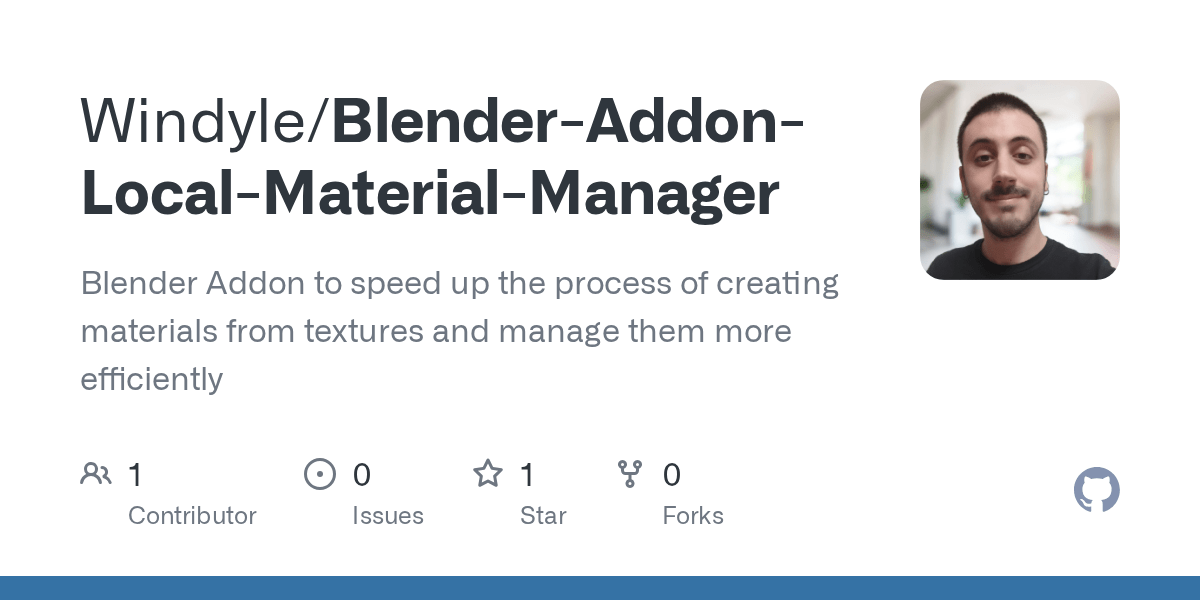 GitHub Windyle/BlenderAddonLocalMaterialManager Blender Addon to