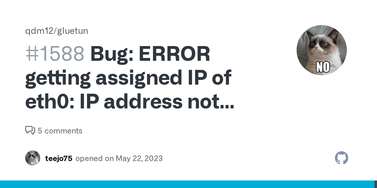 Bug ERROR getting assigned IP of eth0 IP address not found for