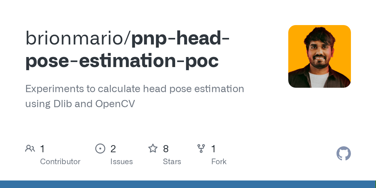 GitHub brionmario/pnpheadposeestimationpoc Experiments to