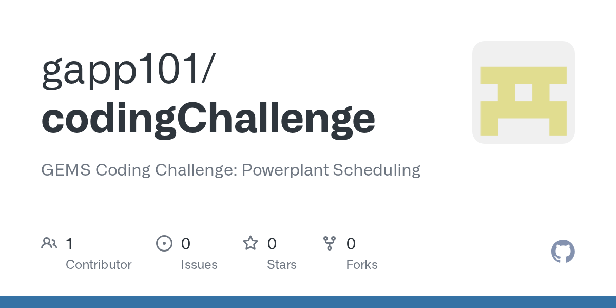 GitHub gapp101/codingChallenge GEMS Coding Challenge Powerplant