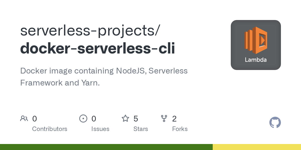 GitHub serverlessprojects/dockerserverlesscli Docker image