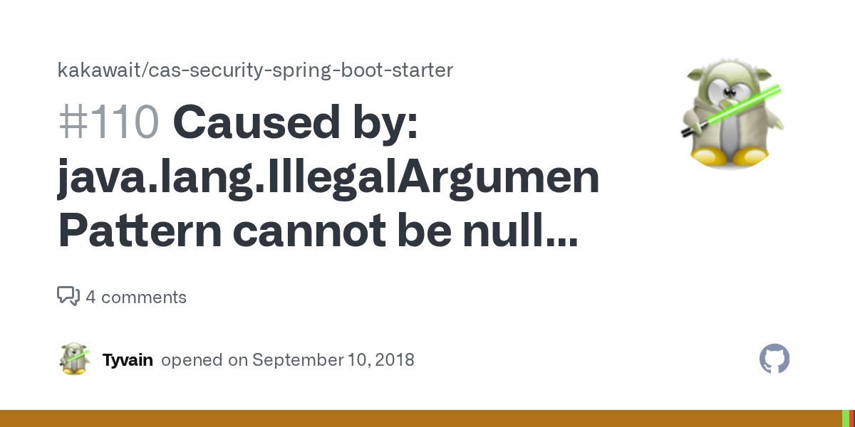 Caused by java.lang.IllegalArgumentException Pattern cannot be null