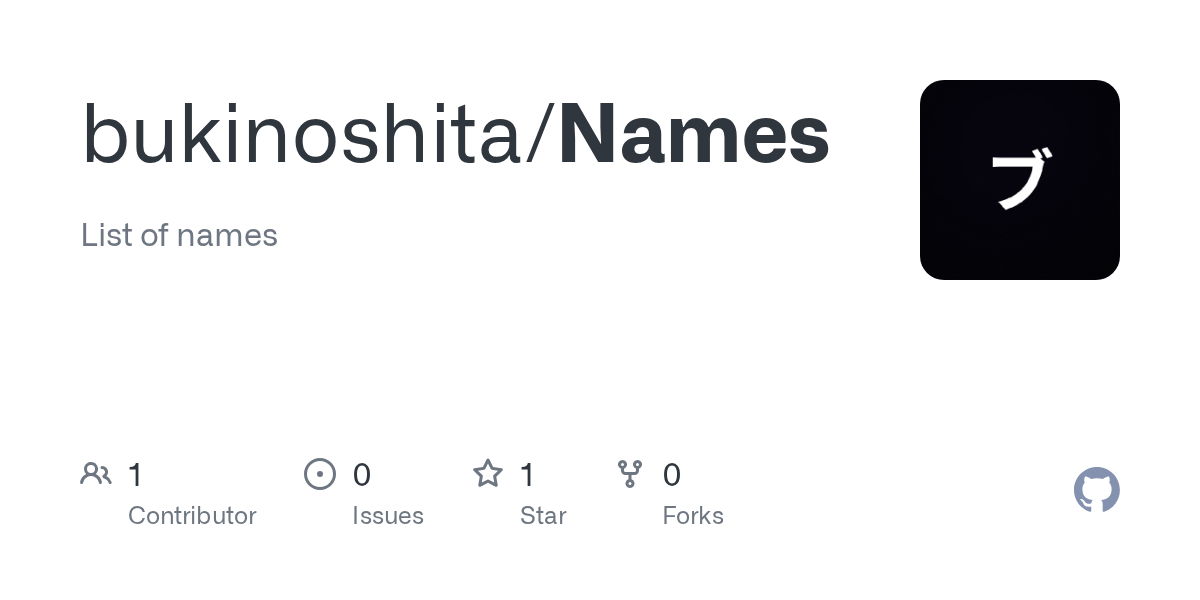 GitHub bukinoshita/Names List of names