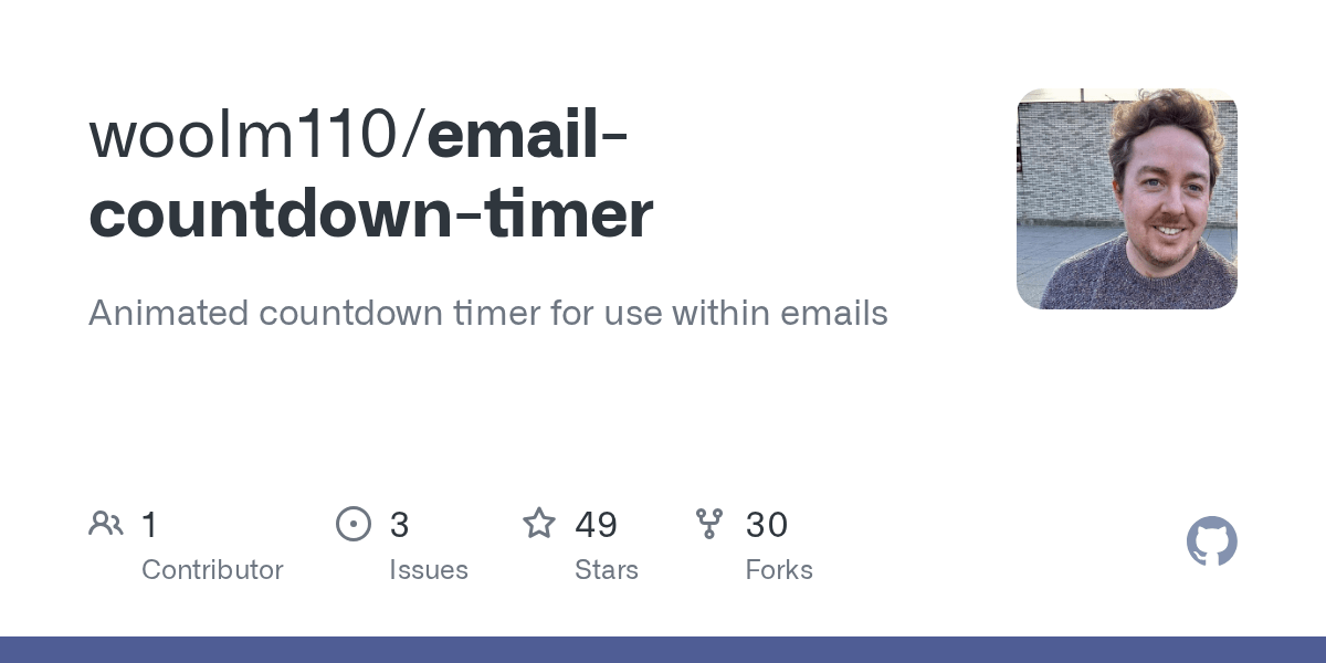GitHub woolm110/emailcountdowntimer Animated countdown timer for use within emails
