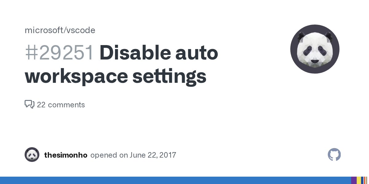 Disable auto workspace settings · Issue 29251 · microsoft/vscode · GitHub