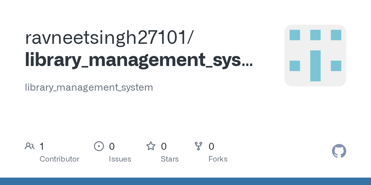 GitHub ravneetsingh27101/library_management_system library