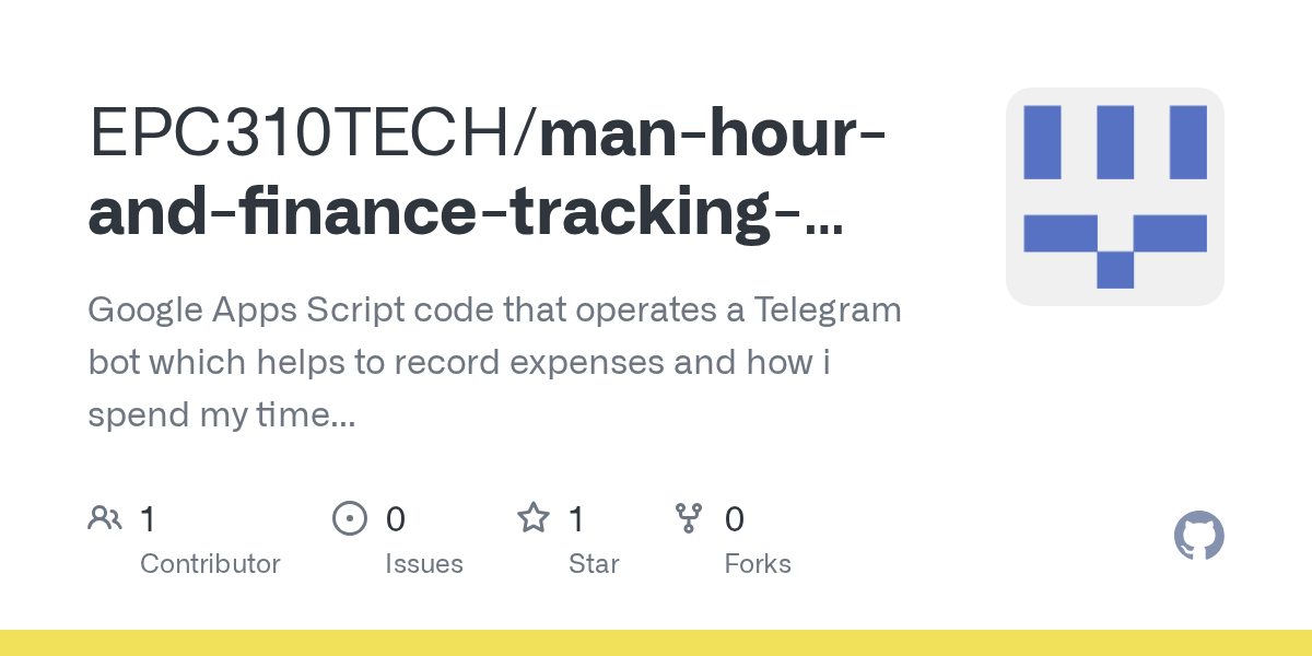 GitHub EPC310TECH/manhourandfinancetrackingtelegrambot Google