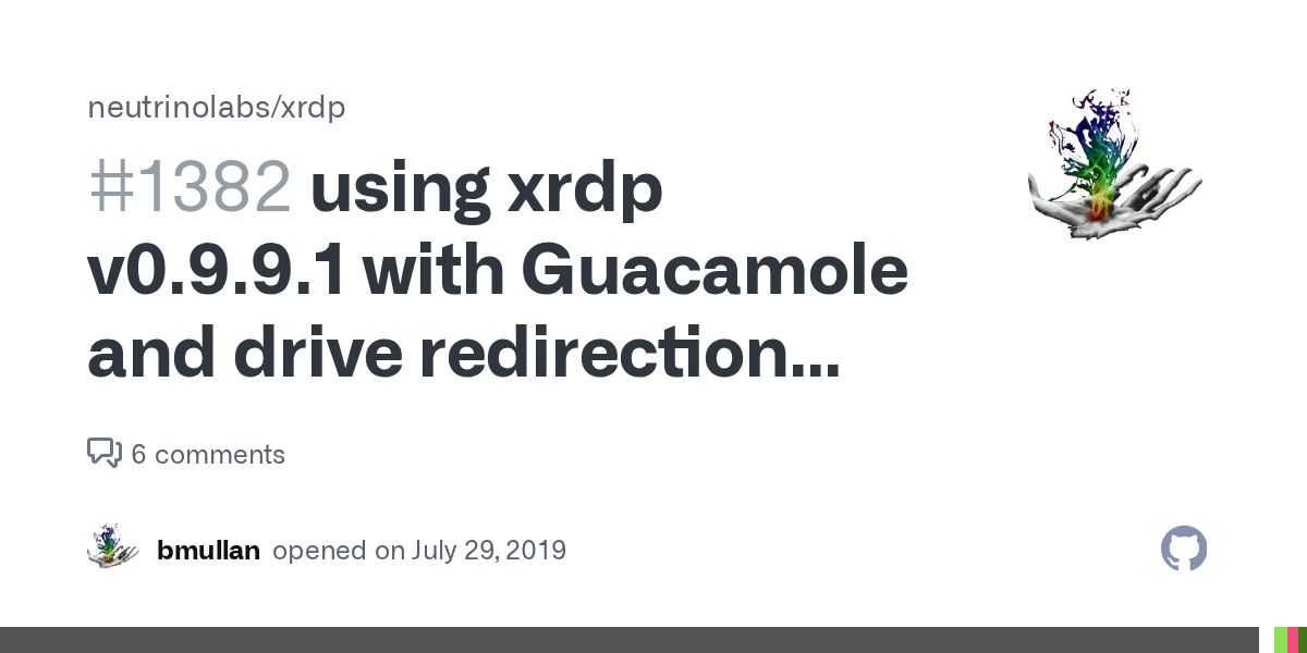 using xrdp v0.9.9.1 with Guacamole and drive redirection problem only w