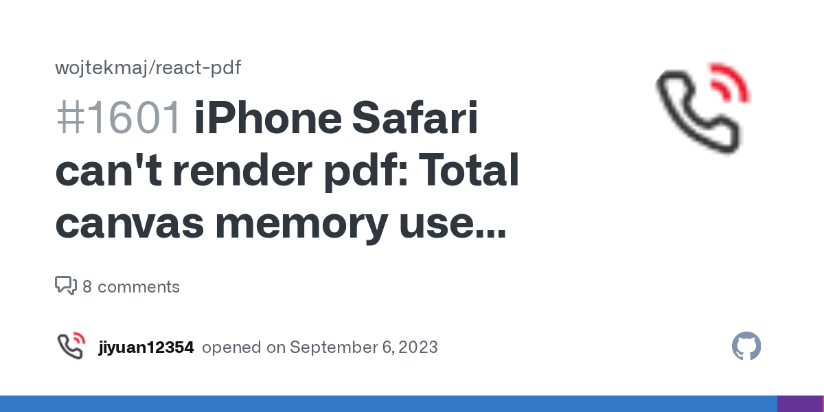 iPhone Safari can't render pdf Total canvas memory use exceeds the