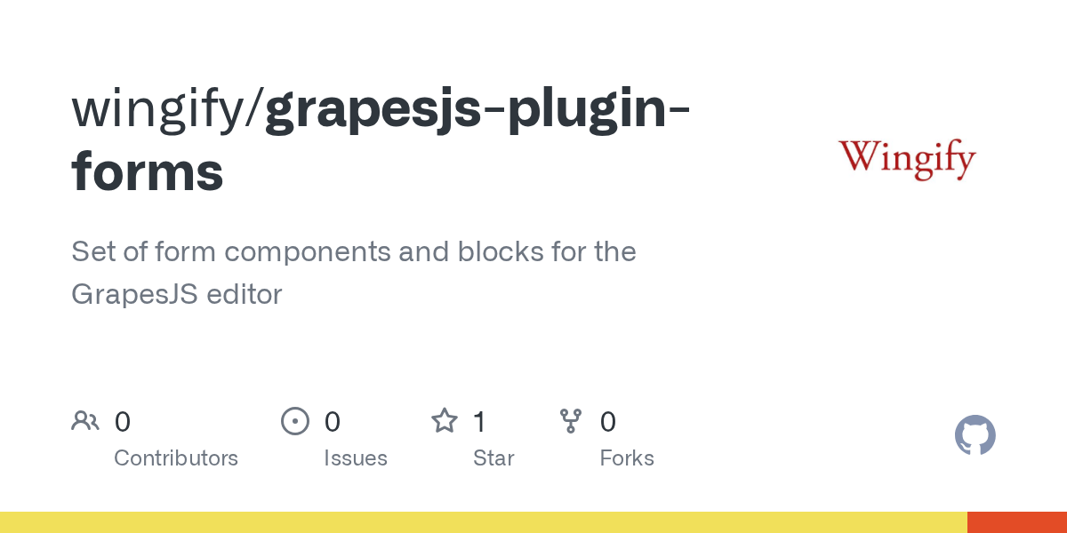 GitHub wingify/grapesjspluginforms Set of form components and blocks for the GrapesJS editor