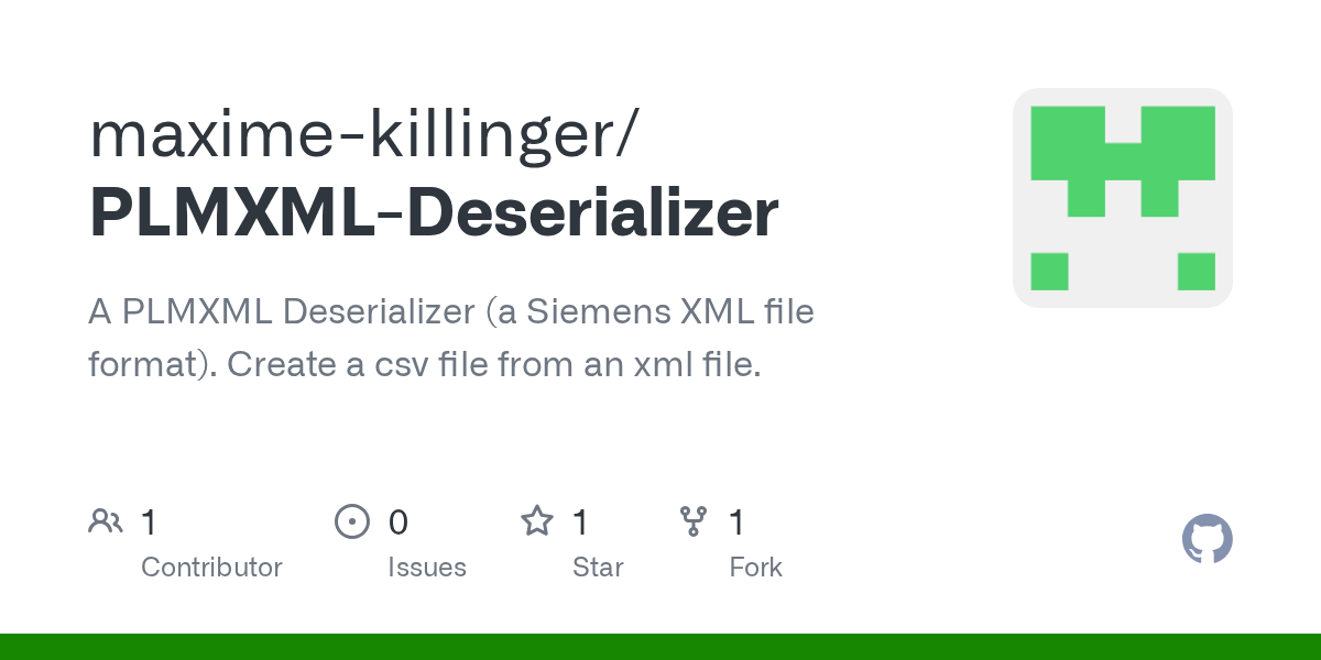 GitHub maximekillinger/PLMXMLDeserializer A PLMXML Deserializer (a