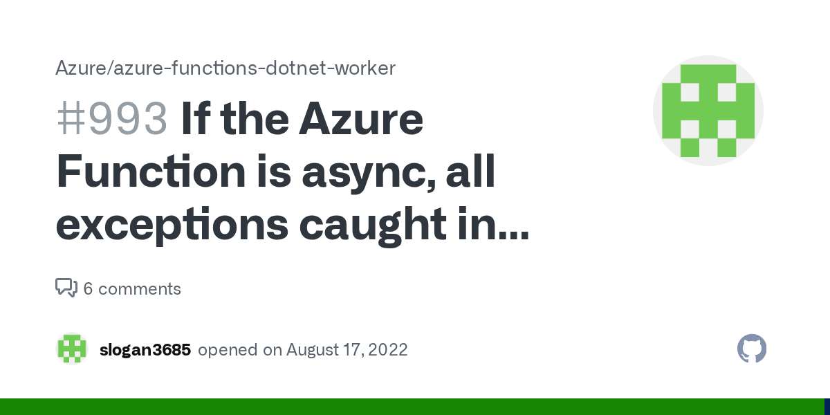 If the Azure Function is async, all exceptions caught in middleware are AggregateException