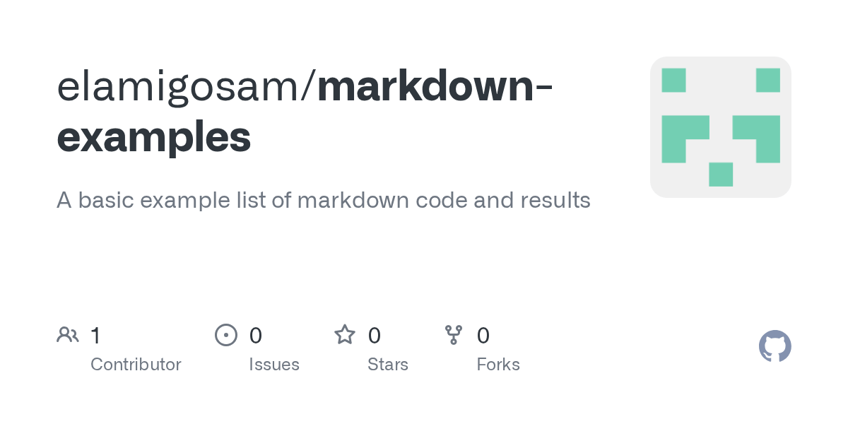 GitHub elamigosam/markdownexamples A basic example list of markdown